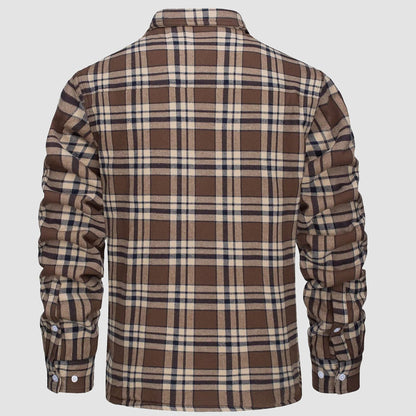 Men's Flannel Shirt Jacket Fleece Lined Cotton Warm Navy