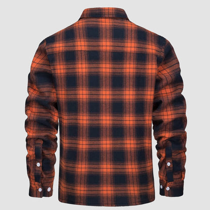Men's Flannel Shirt Jacket Fleece Lined Cotton Warm Navy