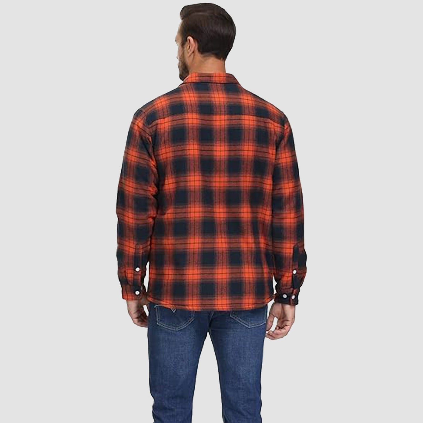 Men's Flannel Shirt Jacket Fleece Lined Cotton Warm Navy