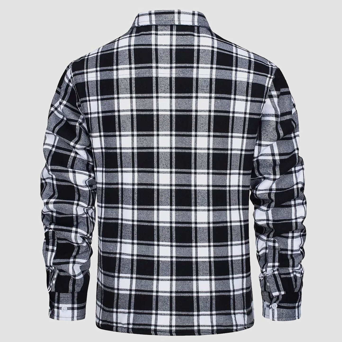 Men's Flannel Shirt Jacket Fleece Lined Cotton Warm Navy