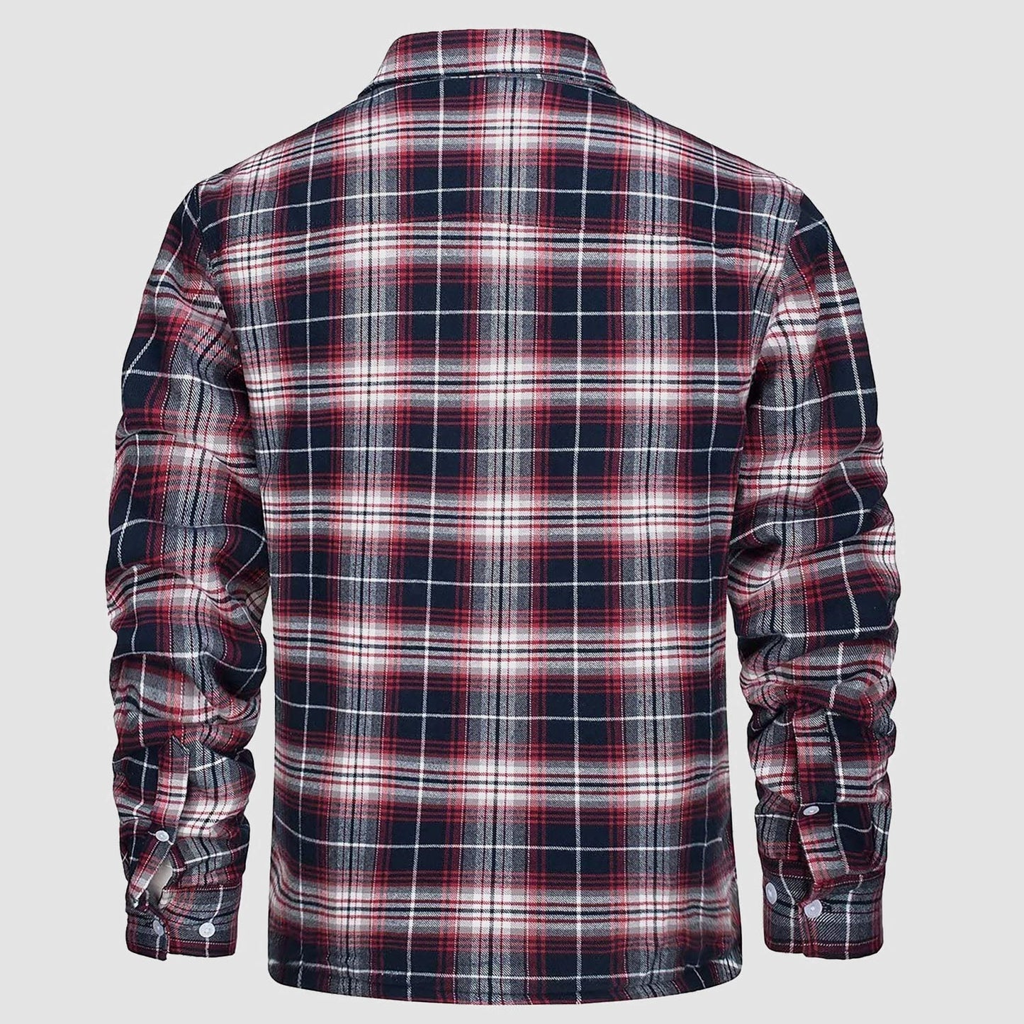 Men's Flannel Shirt Jacket Fleece Lined Cotton Warm Navy
