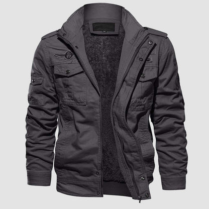 Men's Tactical Bomber Jacket Fleece Military Style Black