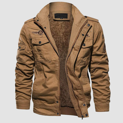 Men's Tactical Bomber Jacket Fleece Military Style Black - Vonnera
