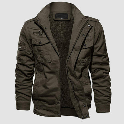 Men's Tactical Bomber Jacket Fleece Military Style Black