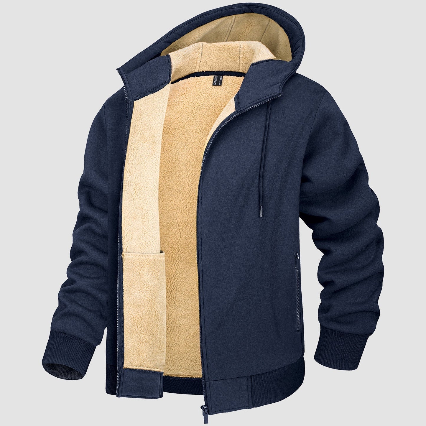 Men's Fleece Lined Hoodie Jacket Warm Zipper Coat - Vonnera