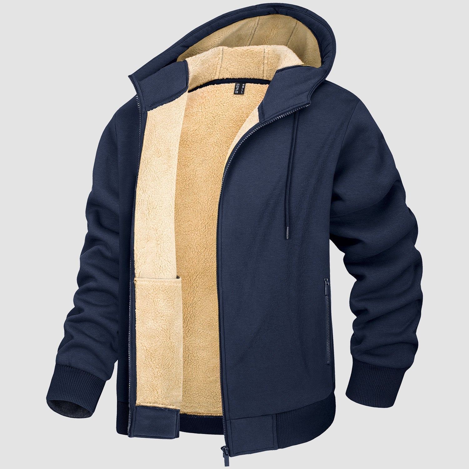 Men's Fleece Lined Hoodie Jacket Warm Zipper Coat - Vonnera