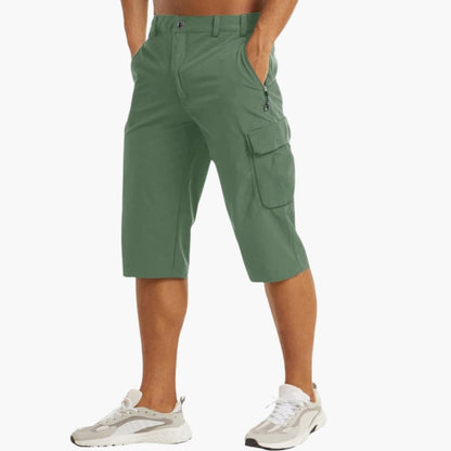 Men's Cargo Shorts Cotton Zip Fly Flap Pockets Beige