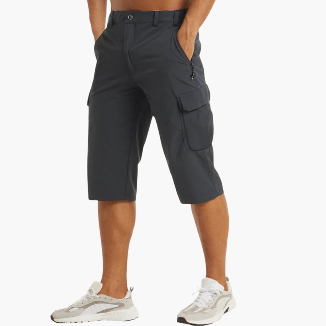 Men's Cargo Shorts Cotton Zip Fly Flap Pockets Beige