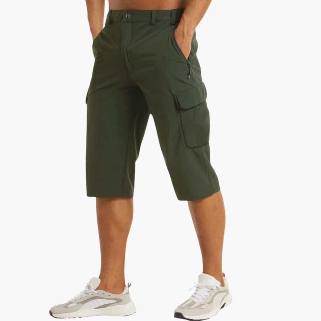 Men's Cargo Shorts Cotton Zip Fly Flap Pockets Beige