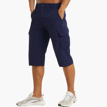 Men's Cargo Shorts Cotton Zip Fly Flap Pockets Beige