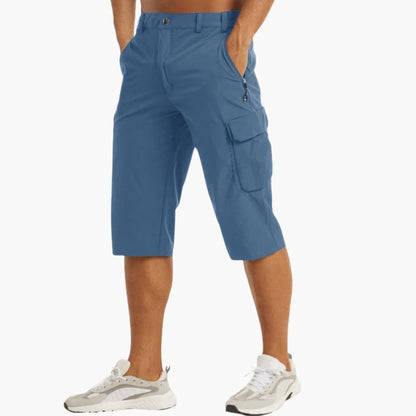 Men's Cargo Shorts Cotton Zip Fly Flap Pockets Beige