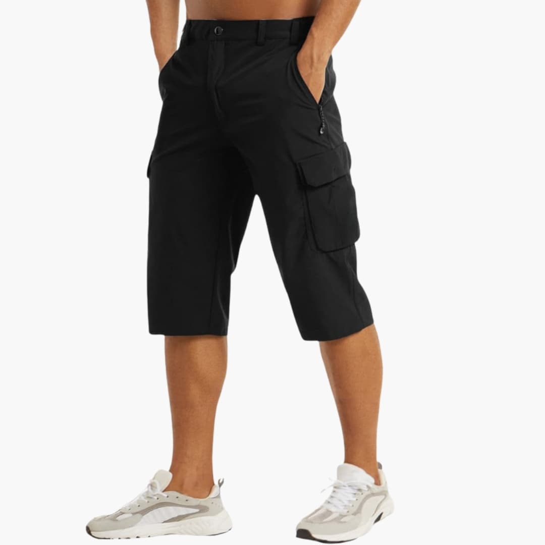 Men's Cargo Shorts Cotton Zip Fly Flap Pockets Beige