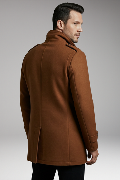Men's Wool Blend Overcoat Zipper Button Closure