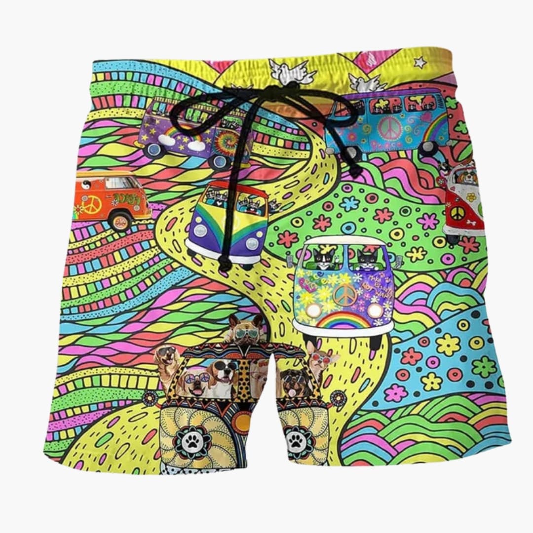 Men's Board Shorts Drawstring Printed