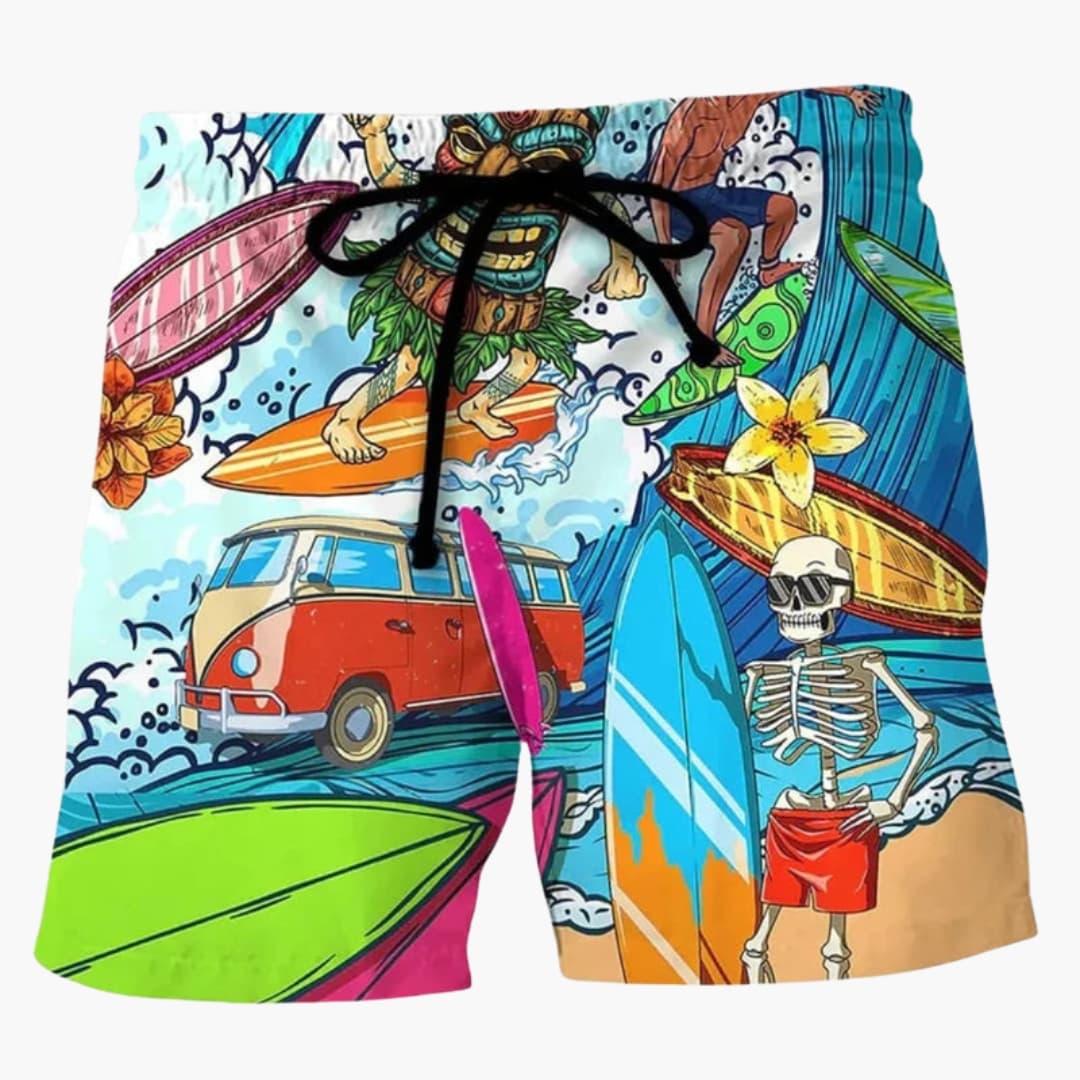 Men's Board Shorts Drawstring Printed
