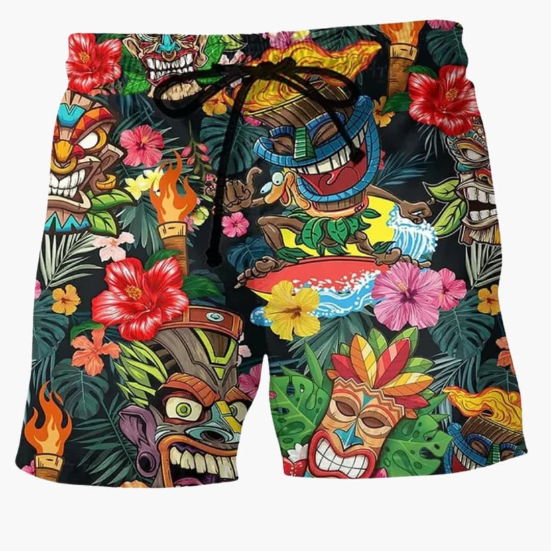 Men's Board Shorts Drawstring Printed