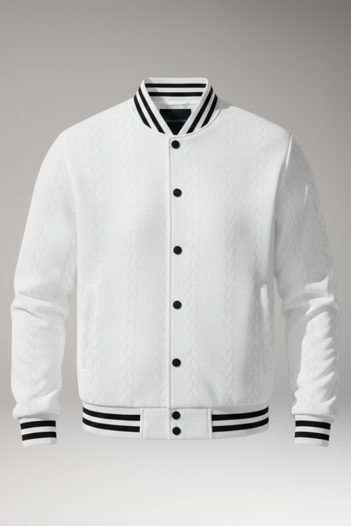 Men's Bomber Jacket Elastic Cuffs Button Front - Vonnera