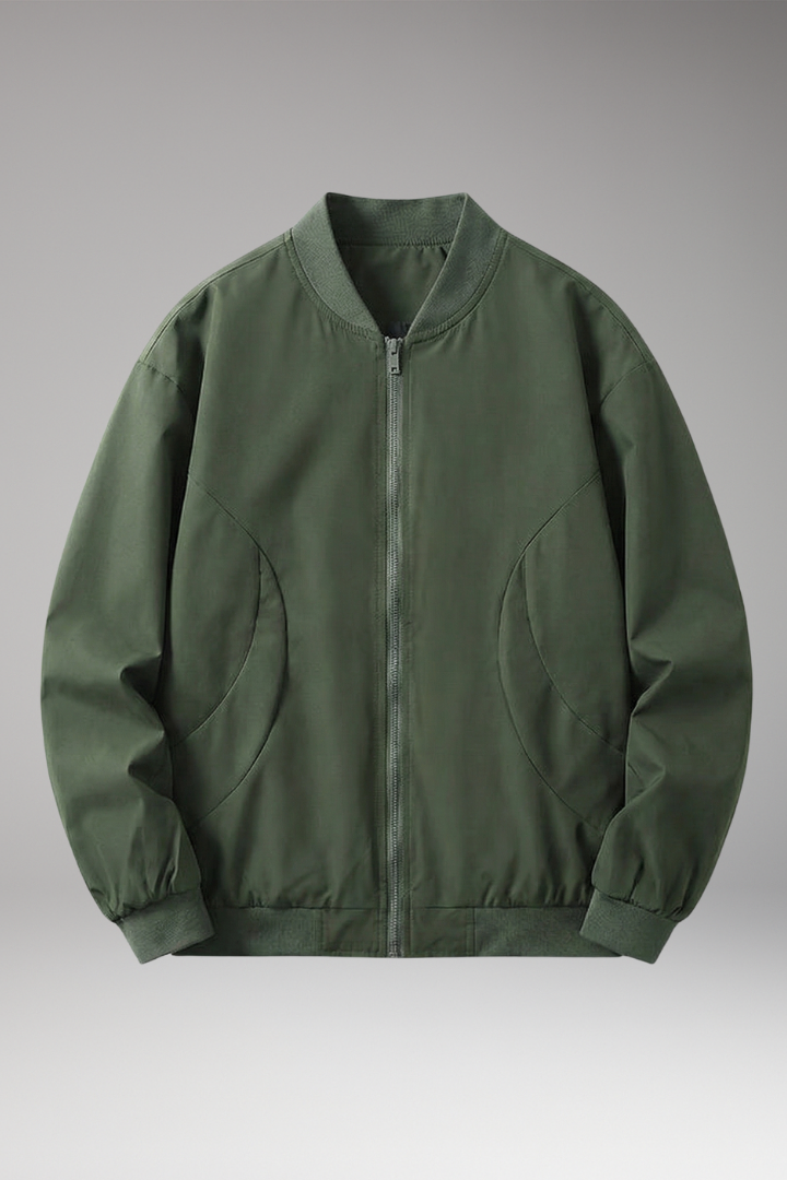 Men's Bomber Jacket Elastic Cuffs Side Pockets - Vonnera