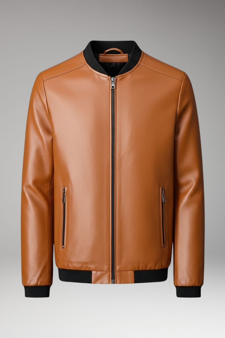 Men's Bomber Jacket Zipper Contrast Trim - Vonnera