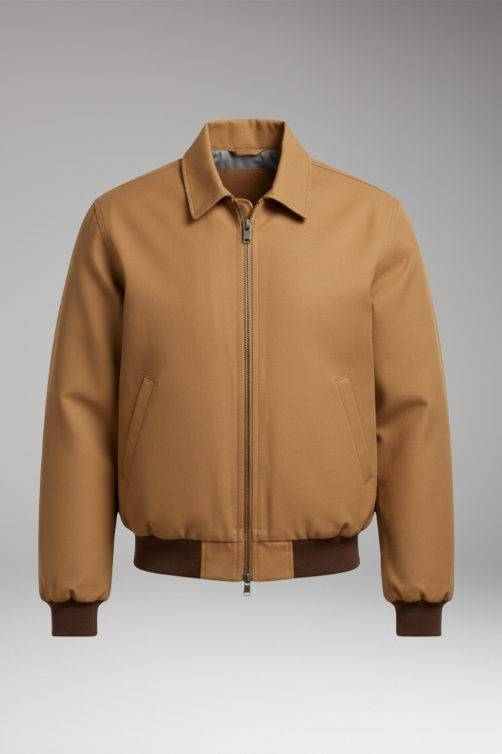 Men's Bomber Jacket Zipper Ribbed Cuffs - Vonnera