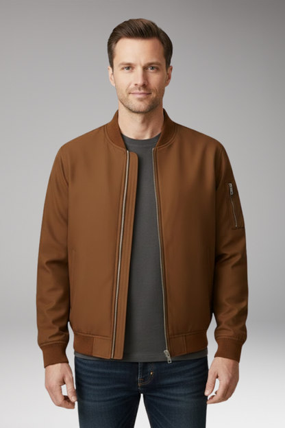 Men's Bomber Jacket Zipper Ribbed Details
