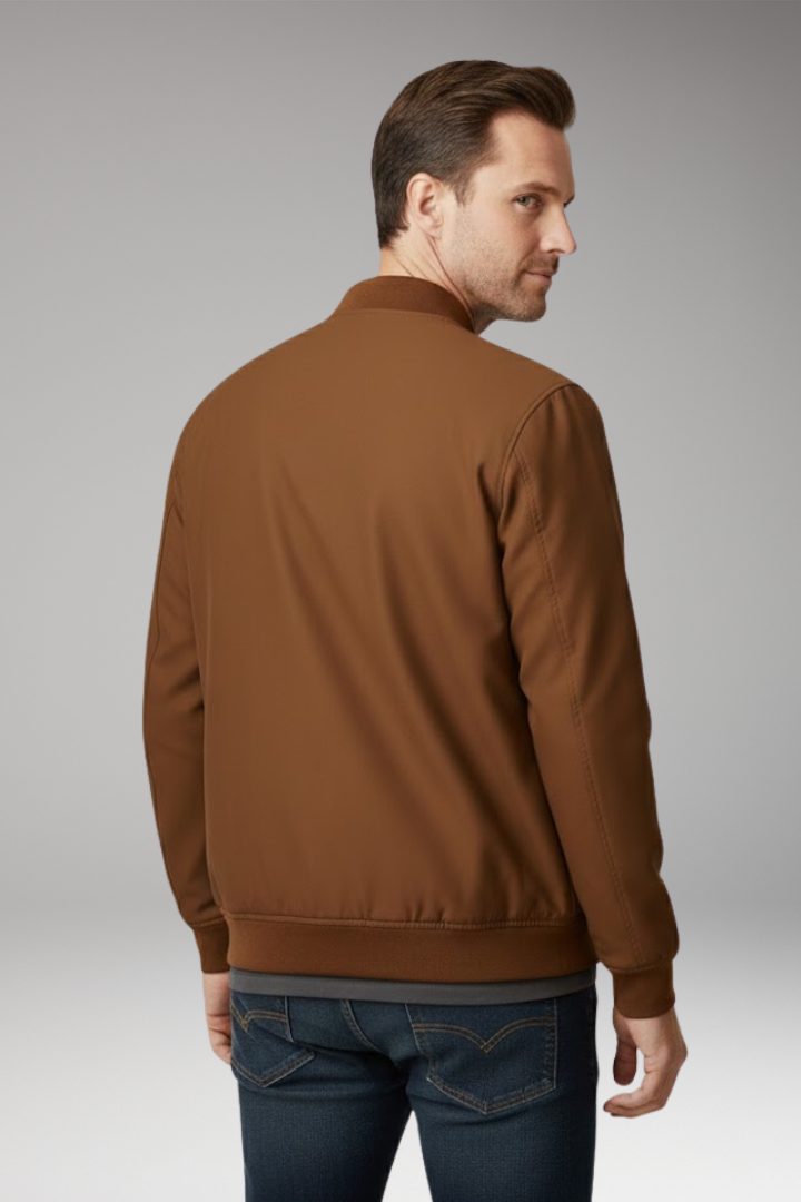 Men's Bomber Jacket Zipper Ribbed Details