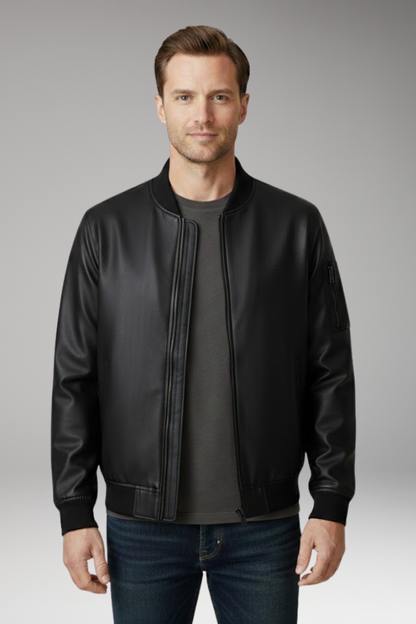 Men's Bomber Jacket Zipper Ribbed Details