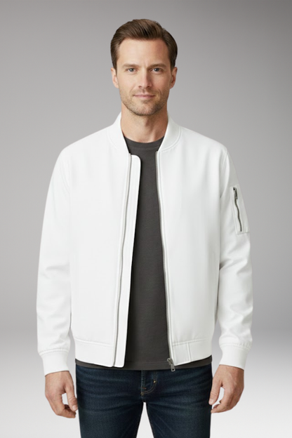 Men's Bomber Jacket Zipper Ribbed Details