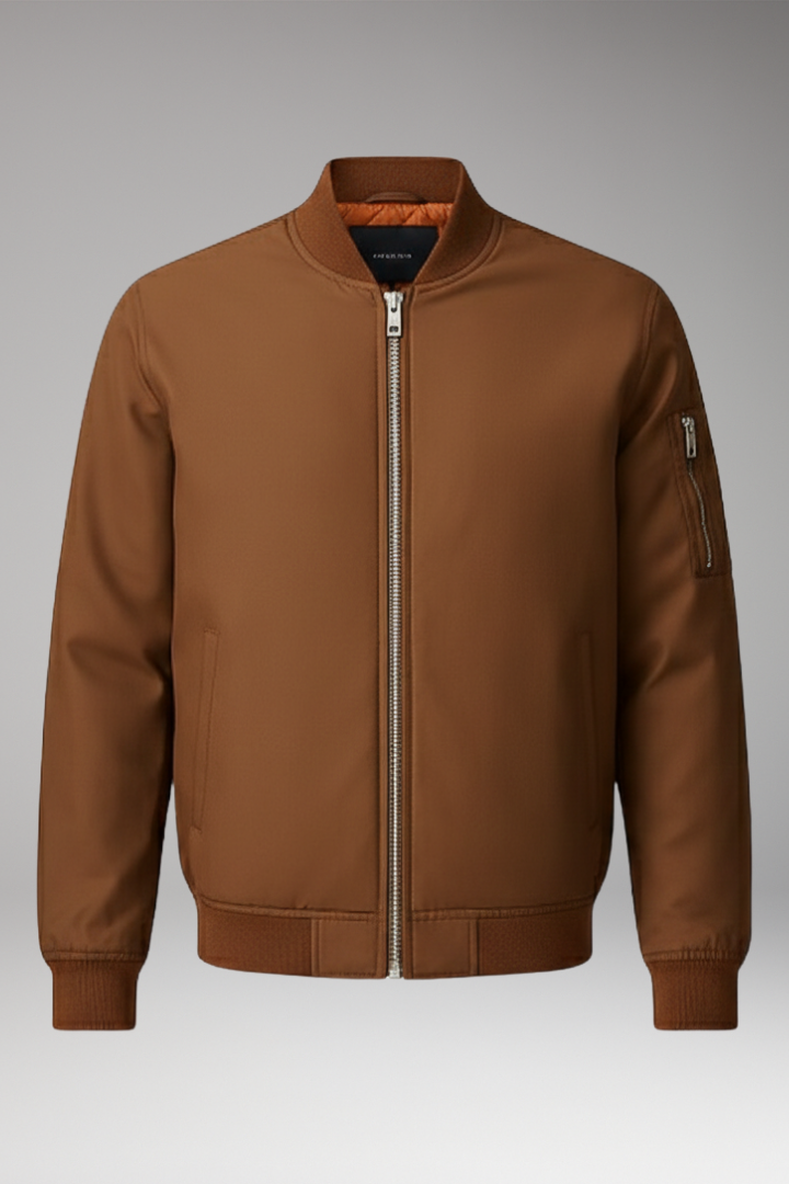 Men's Bomber Jacket Zipper Ribbed Details - Vonnera
