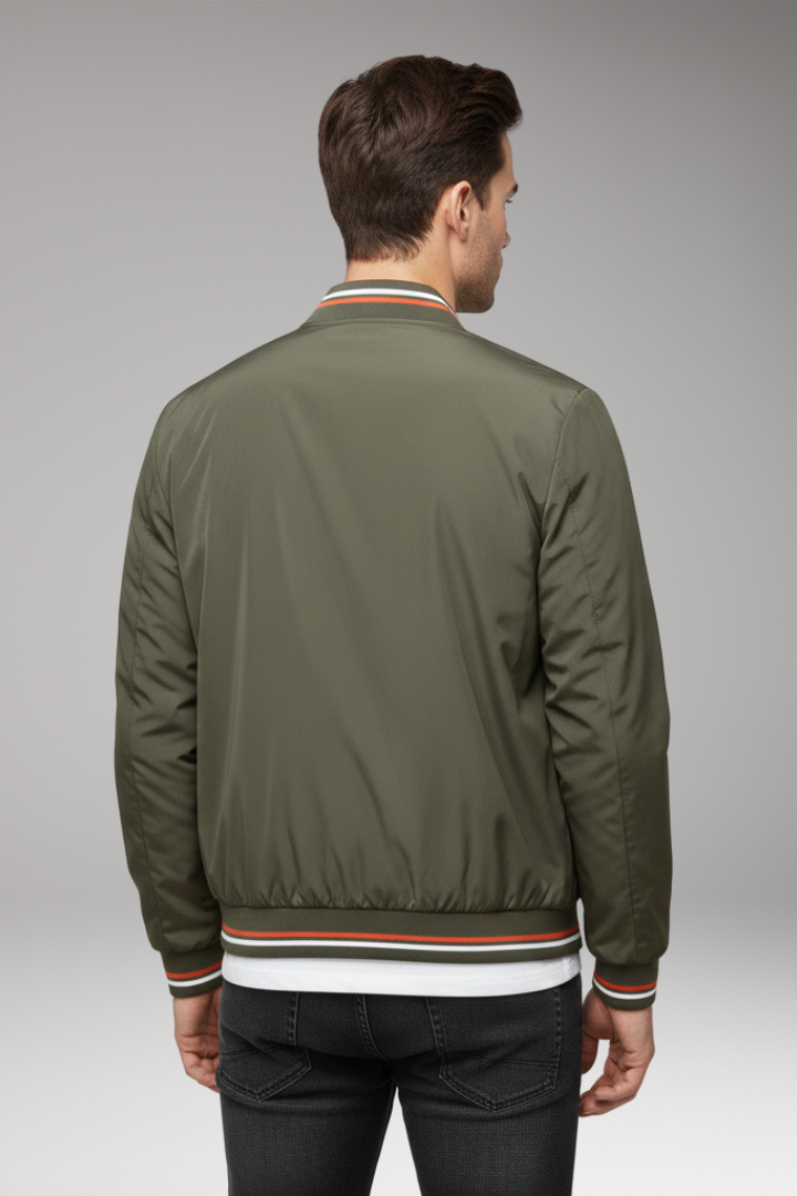 Men's Bomber Jacket Zipper Ribbed Black