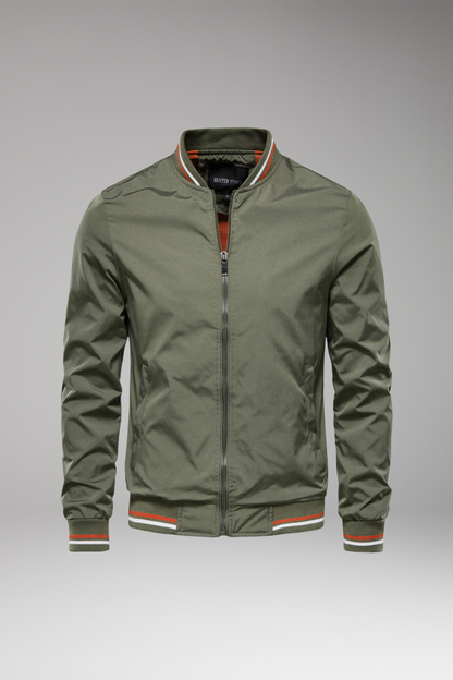 Men's Bomber Jacket Zipper Ribbed Black - Vonnera