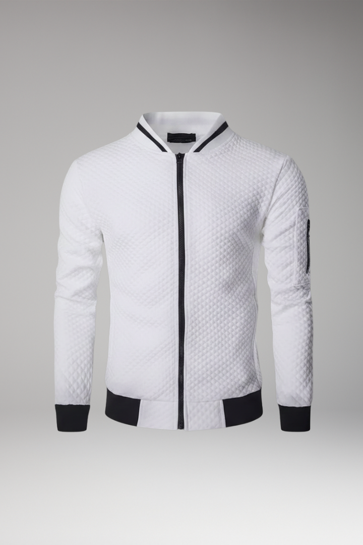 Men's Bomber Jacket Jacquard Zip Black - Vonnera