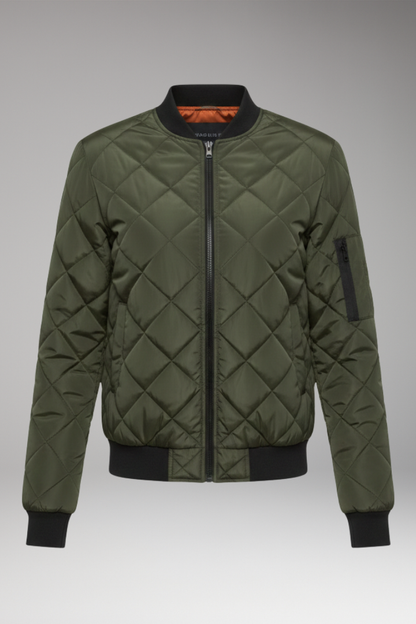 Men's Padded Bomber Jacket Ribbed Cotton Black - Vonnera