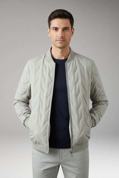Men's Bomber Jacket Ribbed Collar Full Zip