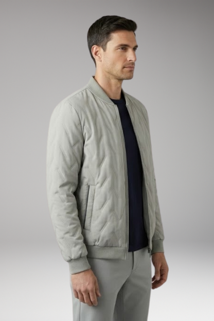 Men's Bomber Jacket Ribbed Collar Full Zip