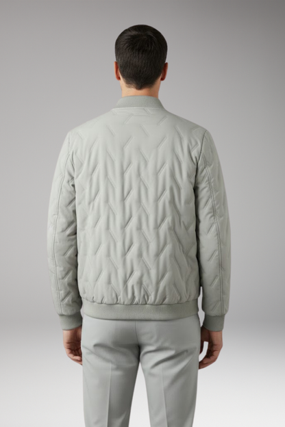 Men's Bomber Jacket Ribbed Collar Full Zip