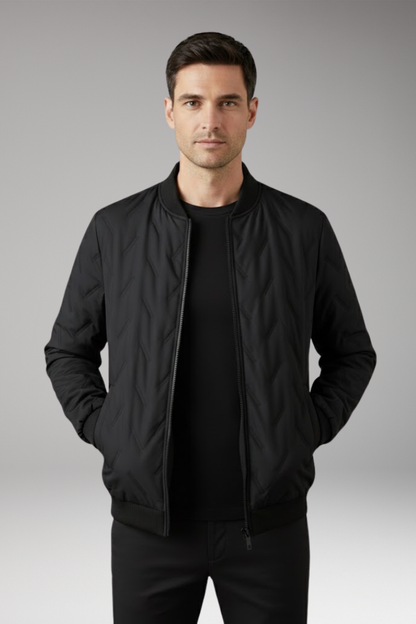 Men's Bomber Jacket Ribbed Collar Full Zip