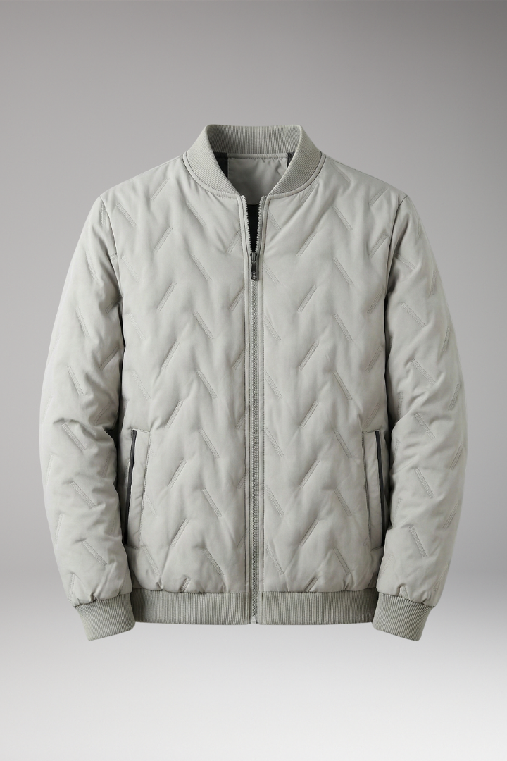 Men's Bomber Jacket Ribbed Collar Full Zip - Vonnera