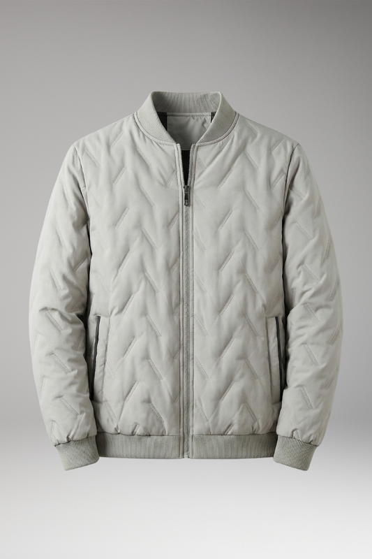 Men's Bomber Jacket Ribbed Collar Full Zip - Vonnera