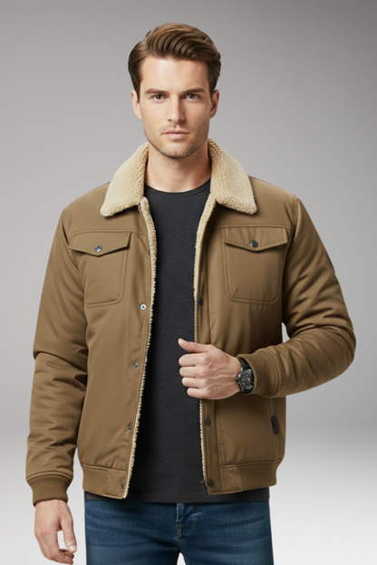 Men's Bomber Jacket Ribbed Cuffs Pockets