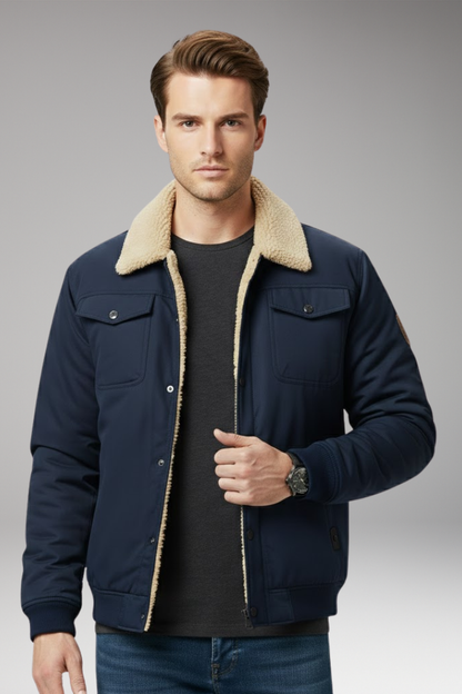 Men's Bomber Jacket Ribbed Cuffs Pockets