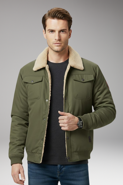 Men's Bomber Jacket Ribbed Cuffs Pockets