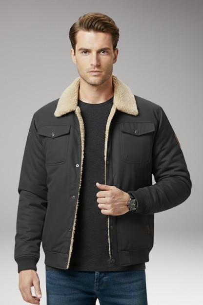 Men's Bomber Jacket Ribbed Cuffs Pockets