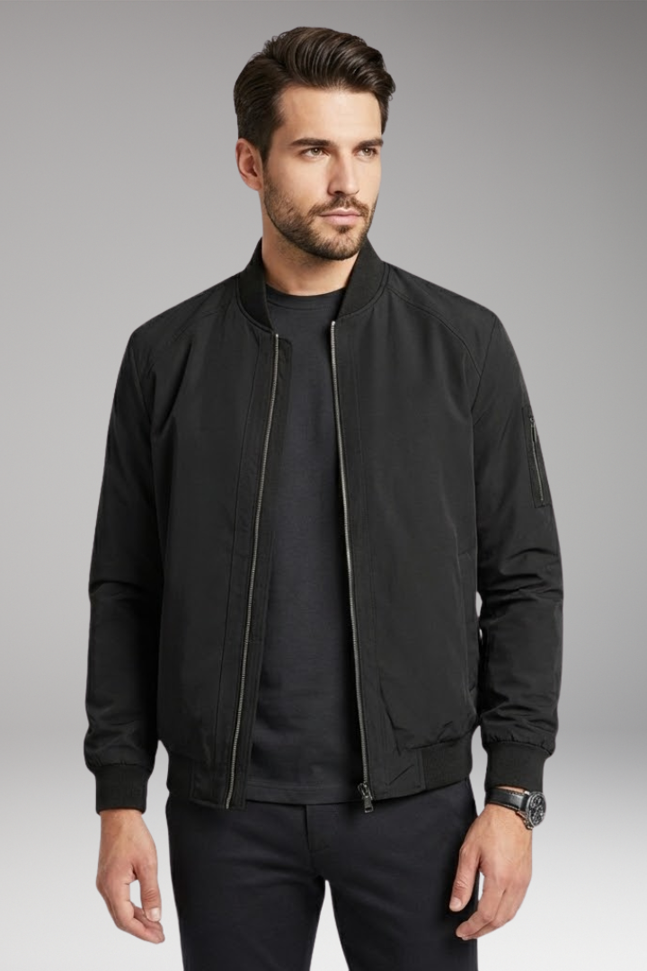 Men's Bomber Jacket Zipper Stand-Up Collar