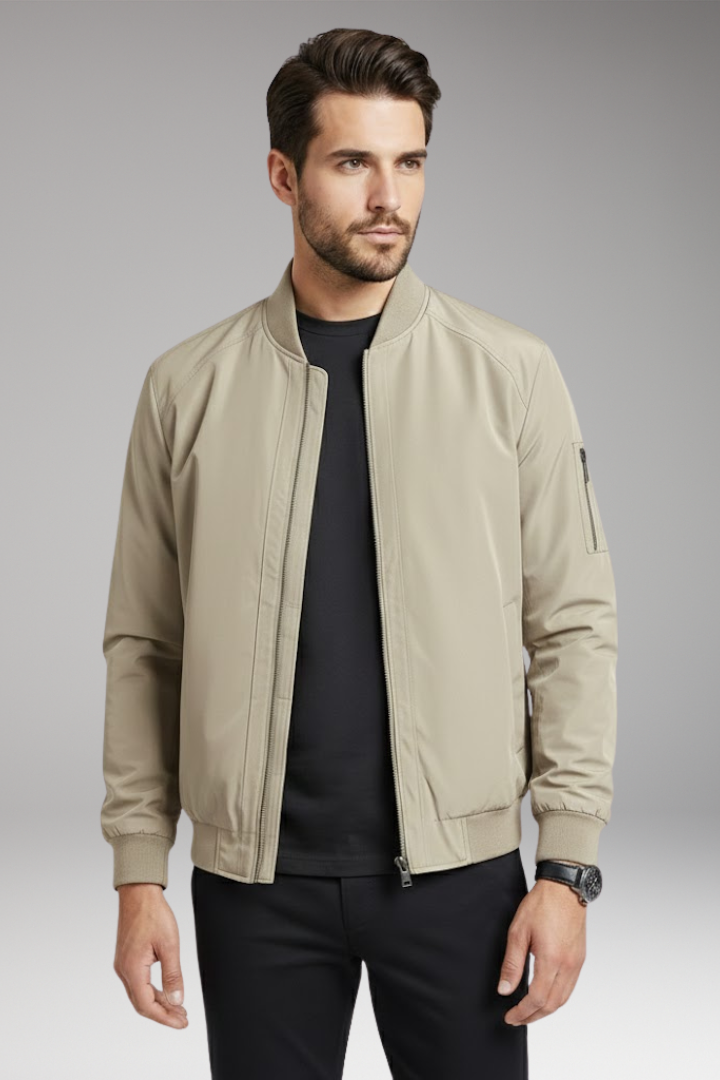 Men's Bomber Jacket Zipper Stand-Up Collar