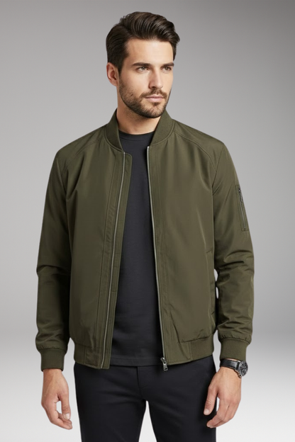 Men's Bomber Jacket Zipper Stand-Up Collar