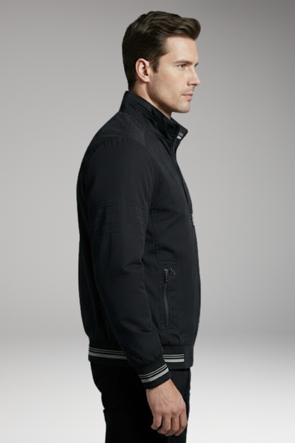 Men's Bomber Jacket Zippered Pockets Stand-Up Collar