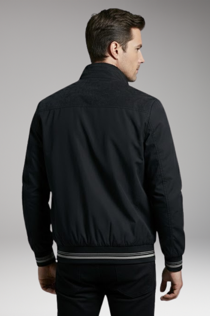 Men's Bomber Jacket Zippered Pockets Stand-Up Collar