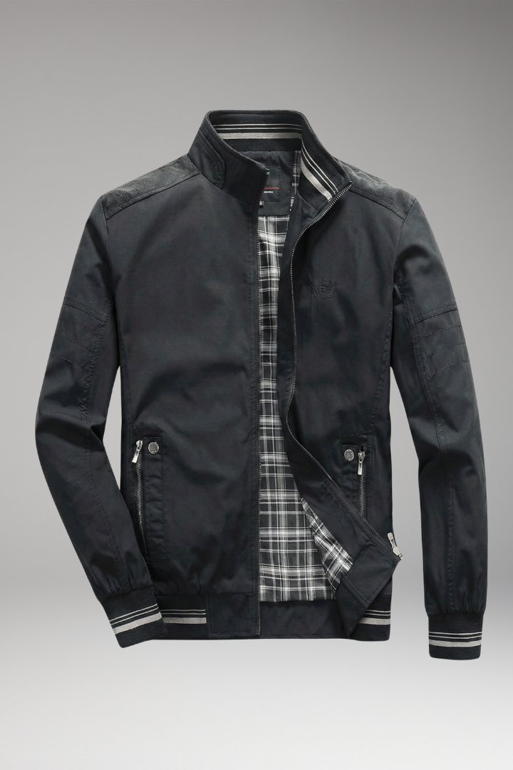Men's Bomber Jacket Zippered Pockets Stand-Up Collar - Vonnera