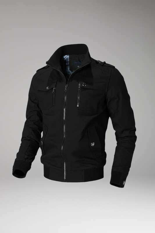 Men's Bomber Jacket Stand Collar Ribbed Hem - Vonnera
